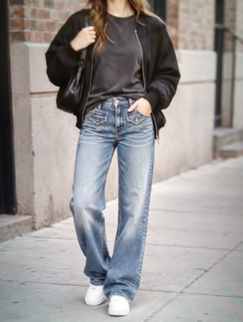 American Eagle Strigid Jean Womens 00 Regular Wide Leg Wester Pockets Streetwear